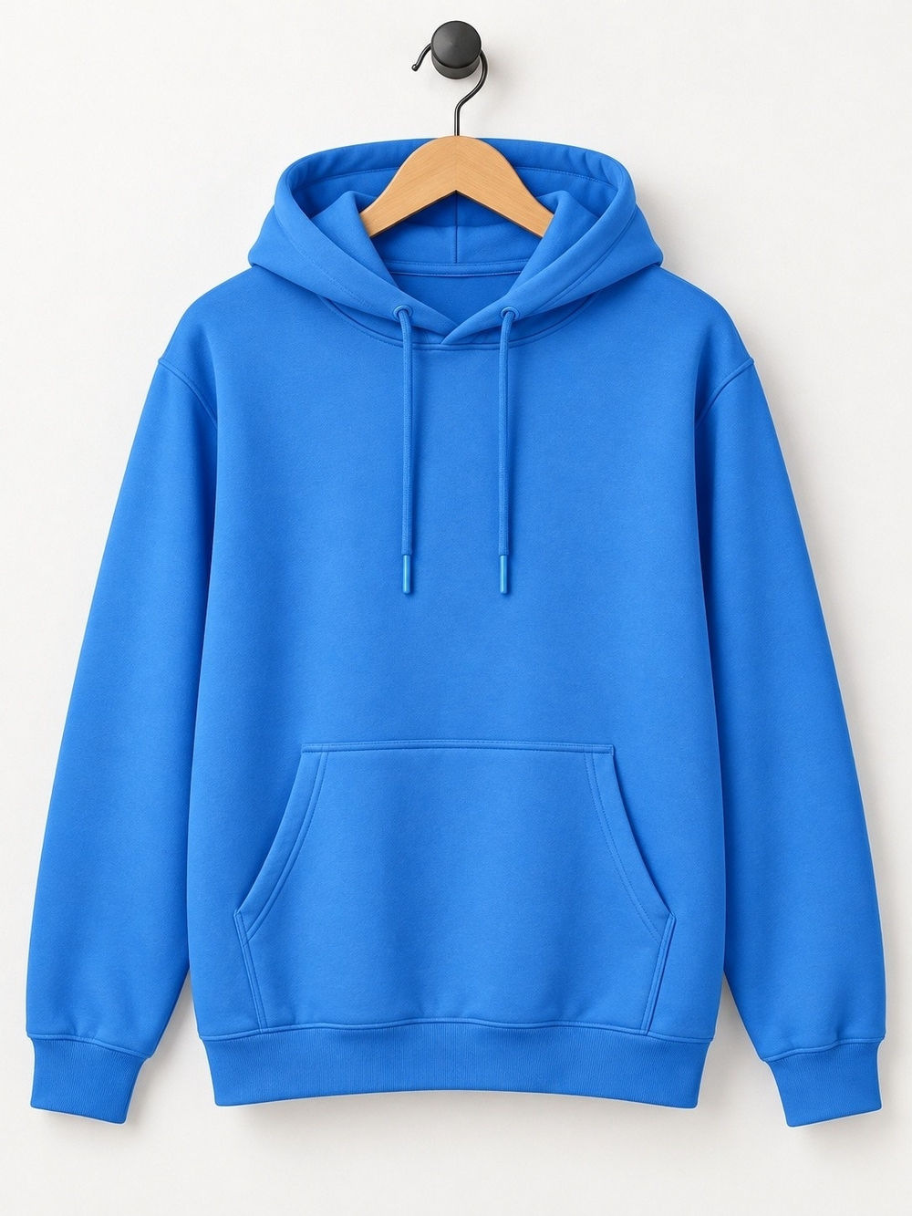 Men's Bright Blue Pullover Hoodie with Kangaroo Pocket